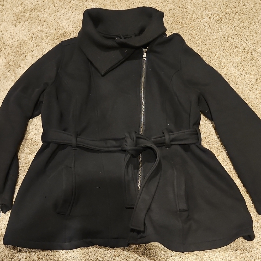 Elegant Black Belted Trench Coat
